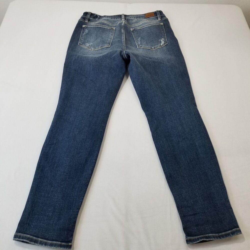 Judy Blue Women's Straight Leg Jeans - Distressed Blue - Picture 2 of 12